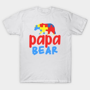 papa bear Autism Awareness Gift for Birthday, Mother's Day, Thanksgiving, Christmas T-Shirt